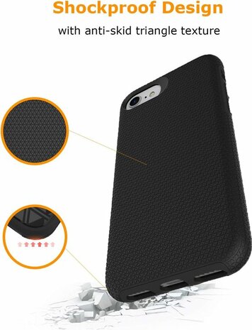 iPhone SE (2022 / 2020) - iPhone 7 &amp; 8 Zwart - Anti Slip Matte Armor
