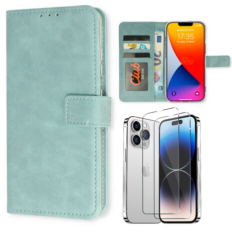 iPhone 15 Pro Max - Book Case &amp; 2x Glas - Licht Blauw