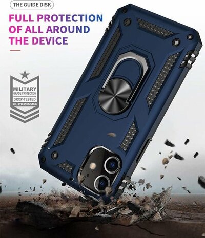 iPhone 12 Mini Blauw - Armor met Kickstand Ring