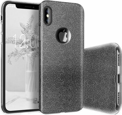 iPhone XS Max - Glitter Back Cover - Zwart