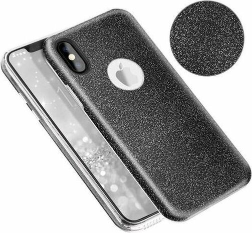 iPhone XS Max - Glitter Back Cover - Zwart