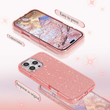 iPhone 16 Pro - Glitter Back Cover - Roze