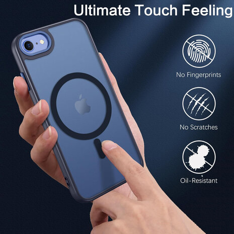iPhone SE 2022 - Blauw - MagSafe Matte Armor met Cam Bescherming