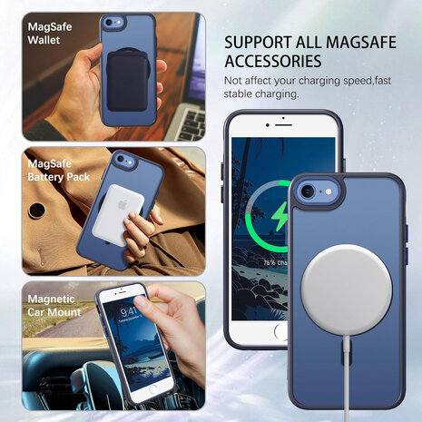 iPhone SE 2022 - Blauw - MagSafe Matte Armor met Cam Bescherming