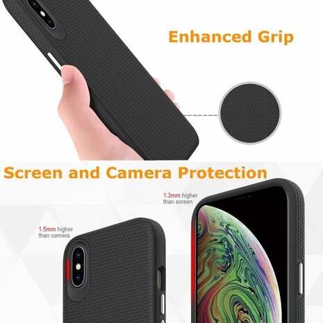 iPhone XS Max Zwart - Anti Slip Matte Armor