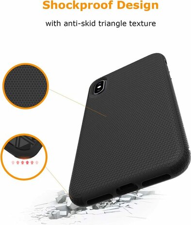 iPhone XS Max Zwart - Anti Slip Matte Armor
