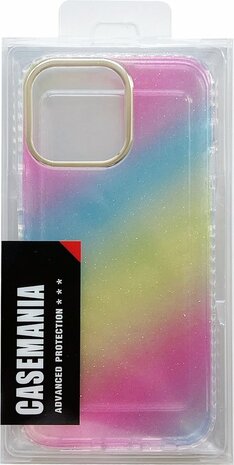 iPhone 14 Pro - Regenboog Glitter Back Cover - Spectrum