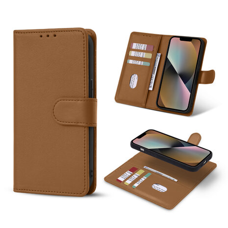 iPhone 16 - 2 in 1 Afneembare Book Case - Bruin