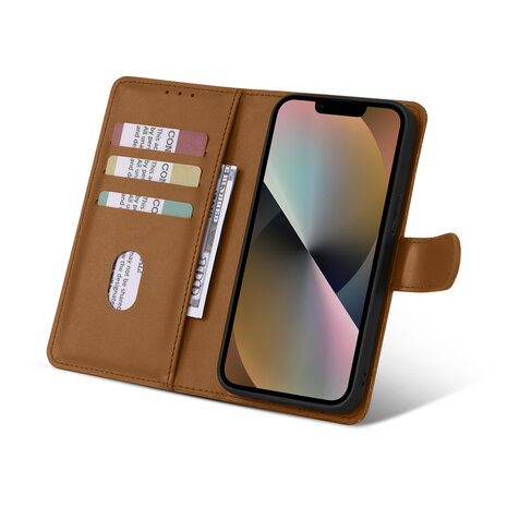 iPhone 16 - 2 in 1 Afneembare Book Case - Bruin