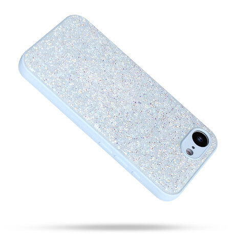 iPhone 16E - Diamant Glitter &amp; 2x Glas - Blauw