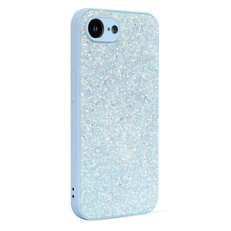 iPhone 16E - Diamant Glitter &amp; 2x Glas - Blauw