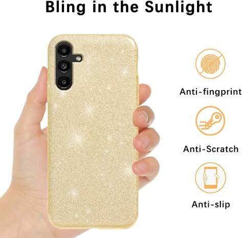 A14 - Glitter Back Cover &amp; 2x Glas - Goud