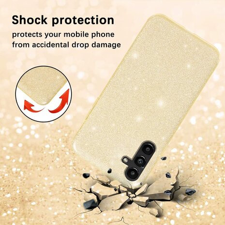 A14 - Glitter Back Cover &amp; 2x Glas - Goud