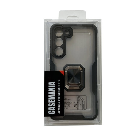 Samsung A14 Zwart - Transparant Back Cover Kickstand Ring