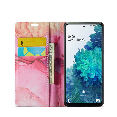 Samsung A14 Pink Rhodonite - Marmer Book Case