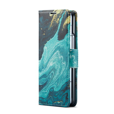 Samsung Z Fold 5 Blue Aquamarine - Marmer Book Case
