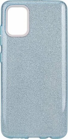 A51 - Glitter Back Cover &amp; Glas - Blauw