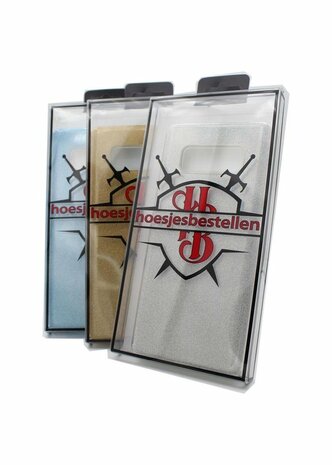 A51 - Glitter Back Cover &amp; Glas - Blauw