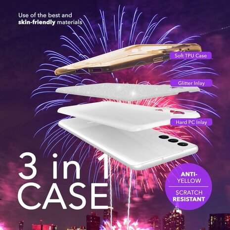 Samsung Galaxy A56 - Goud - Glitter Back Cover - 2x Glas