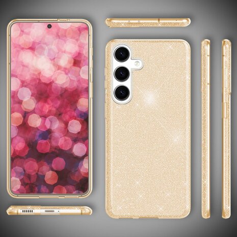 Samsung Galaxy A56 - Goud - Glitter Back Cover - 2x Glas