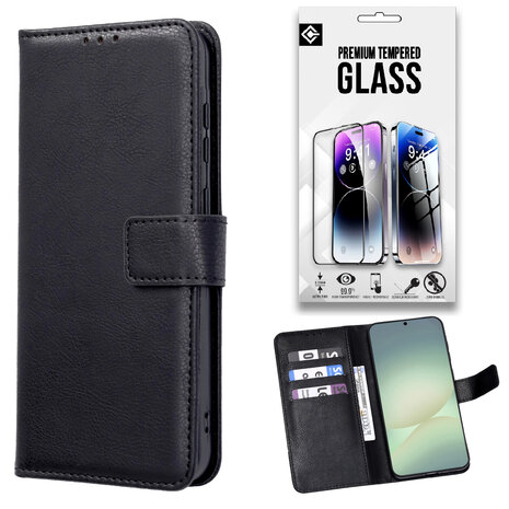 Xiaomi 14T - Book Case &amp; Glas - Zwart
