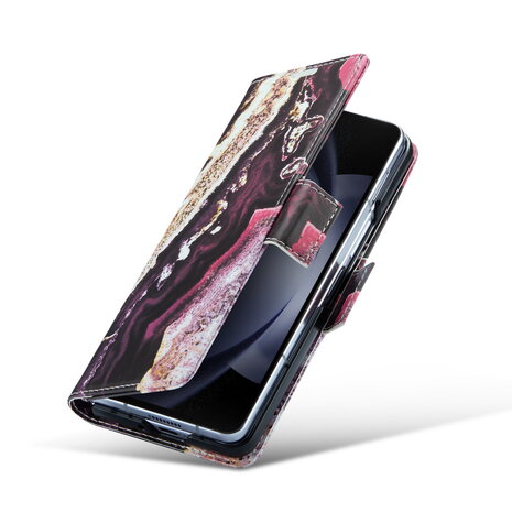 Samsung Z Fold 5 Magenta Eudialyte - Marmer Book Case
