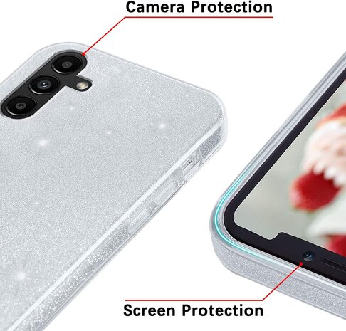 Samsung A14 - Glitter Back Cover - Zilver