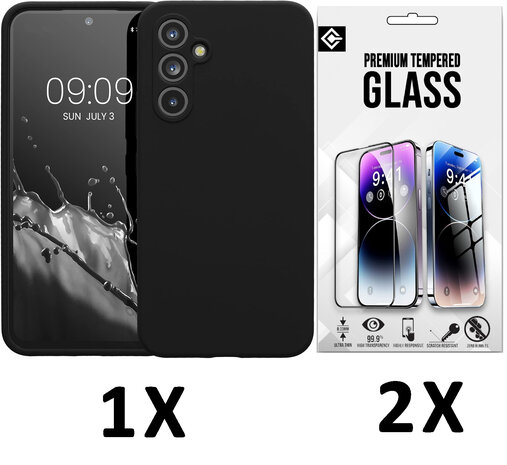 Samsung Galaxy A56 - Zwart - Siliconen Back Cover - 2x Glas
