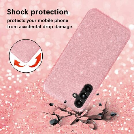 A14 - Glitter Back Cover &amp; 2x Glas - Roze