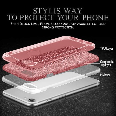 A14 - Glitter Back Cover &amp; 2x Glas - Roze