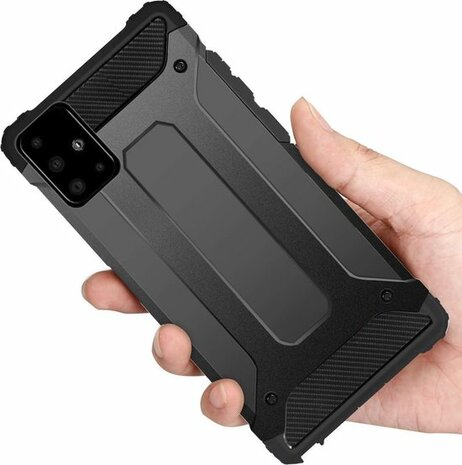 Samsung A51 - Anti Shock Hybrid Armor Case - Zwart
