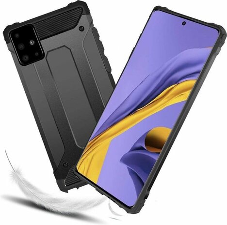 Samsung A51 - Anti Shock Hybrid Armor Case - Zwart