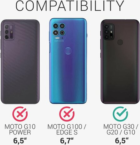 Moto G10, G20 &amp; G30 - Back Cover &amp; Glas - Zwart