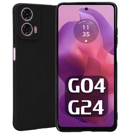 Moto G04 &amp; G24 - Siliconen Back Cover - Zwart