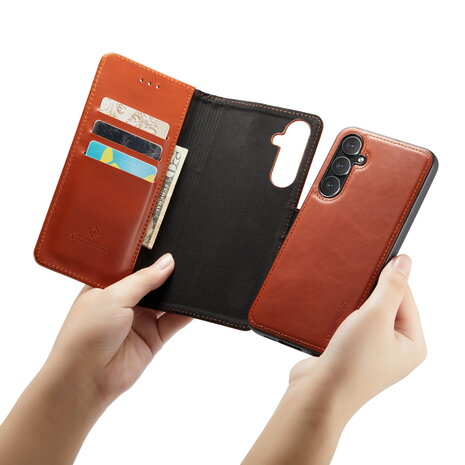 Samsung A55 - 2 in 1 Leather Book Case -  Sienna Brown