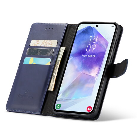 Samsung A55 - Navy Blue - Leather Book Case