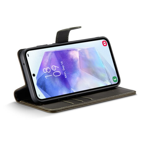 Samsung A55 - Charcoal Gray - Leather Book Case