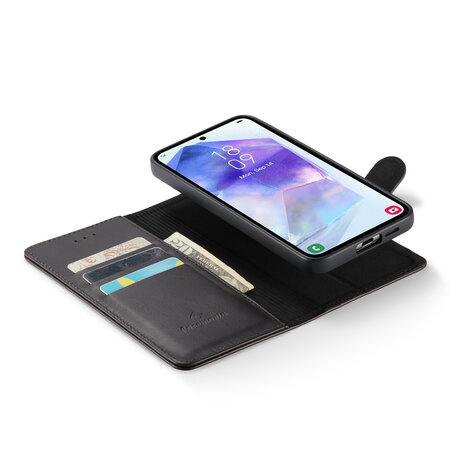 Samsung A55 - Charcoal Gray - Leather Book Case