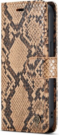 iPhone 13 Beige - 2 in 1 Slangen Book Case