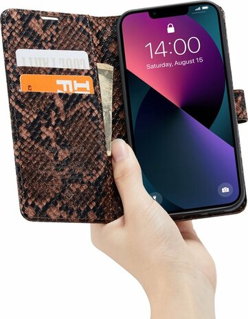 iPhone 13 Pro Max Bruin - Slangen Book Case