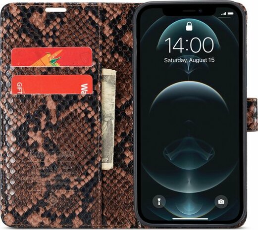 iPhone 11 Bruin - Slangen Book Case