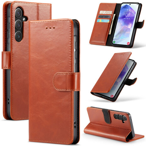 Samsung A55 - Sienna Brown - Leather Book Case