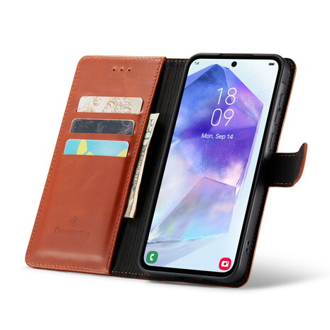 Samsung A55 - Sienna Brown - Leather Book Case