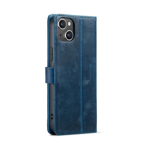 iPhone 14 Plus Blauw - Lederen Book Case