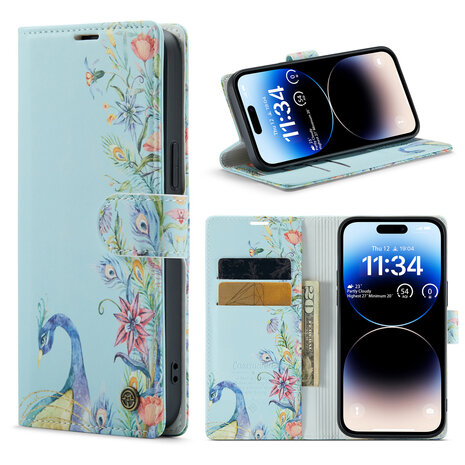 iPhone 14 Pro Max met Pauw Print - Book Case