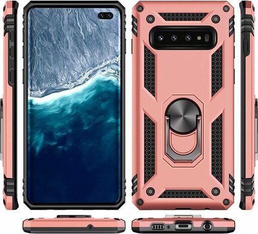 Samsung S10 Plus - Armor met Kickstand Ring - Roségoud