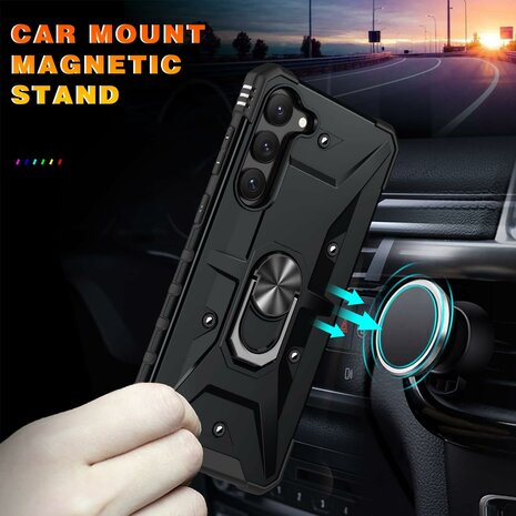 Samsung A15 - Zwart - Armor Back Cover met Kickstand
