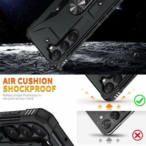 Samsung A15 - Zwart - Armor Back Cover met Kickstand