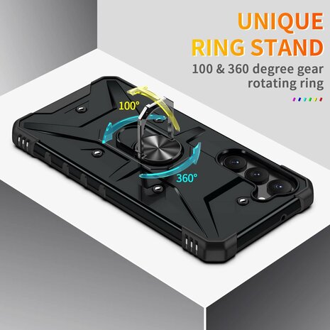 Samsung A15 - Zwart - Armor Back Cover met Kickstand