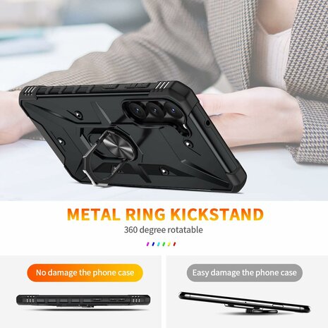 Samsung A15 - Zwart - Armor Back Cover met Kickstand